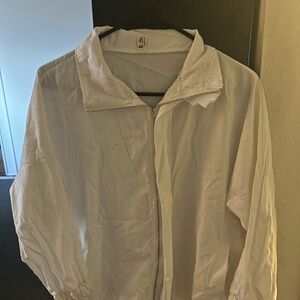 Lightweight White Zip-Front Windbreaker